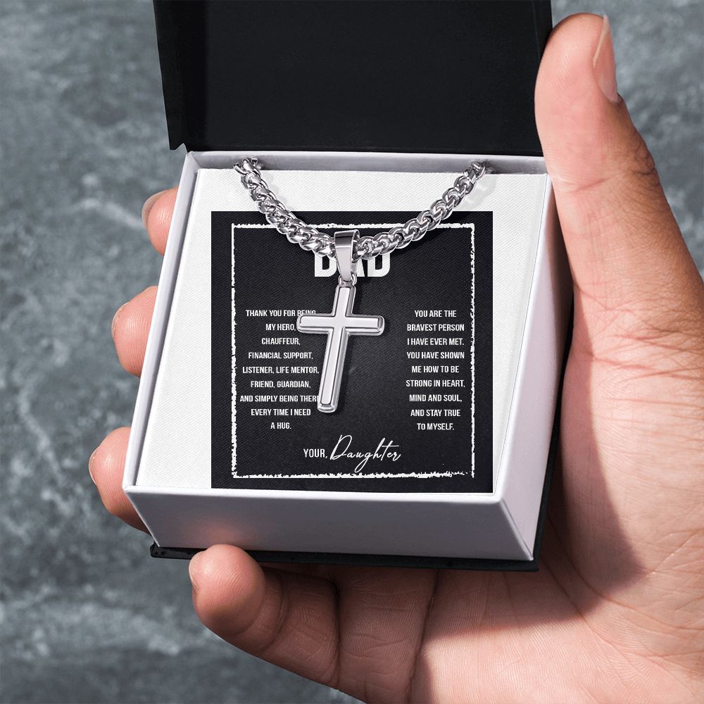 To My Dad I Love You So Much Artisan Cross Cuban Chain Link-Express Your Love Gifts