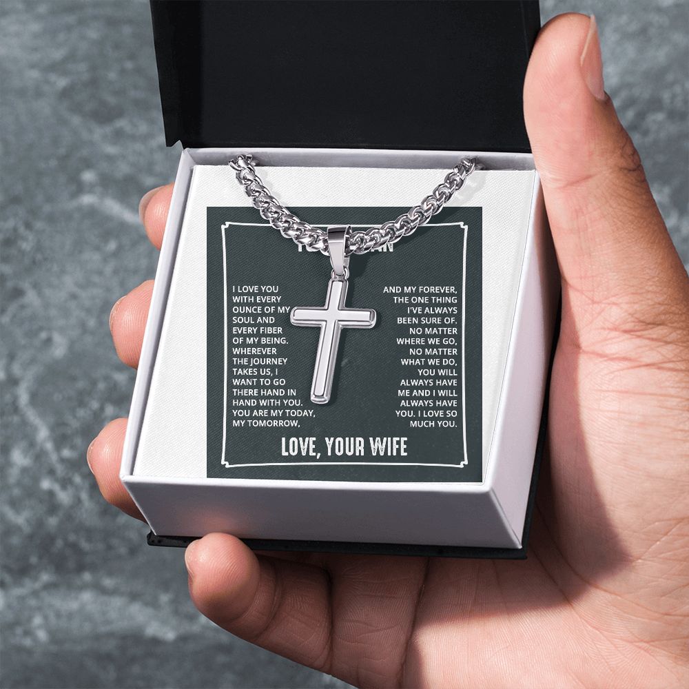 To My Husband I Love You With Every Ounce Artisan Cross Cuban Chain Link-Express Your Love Gifts