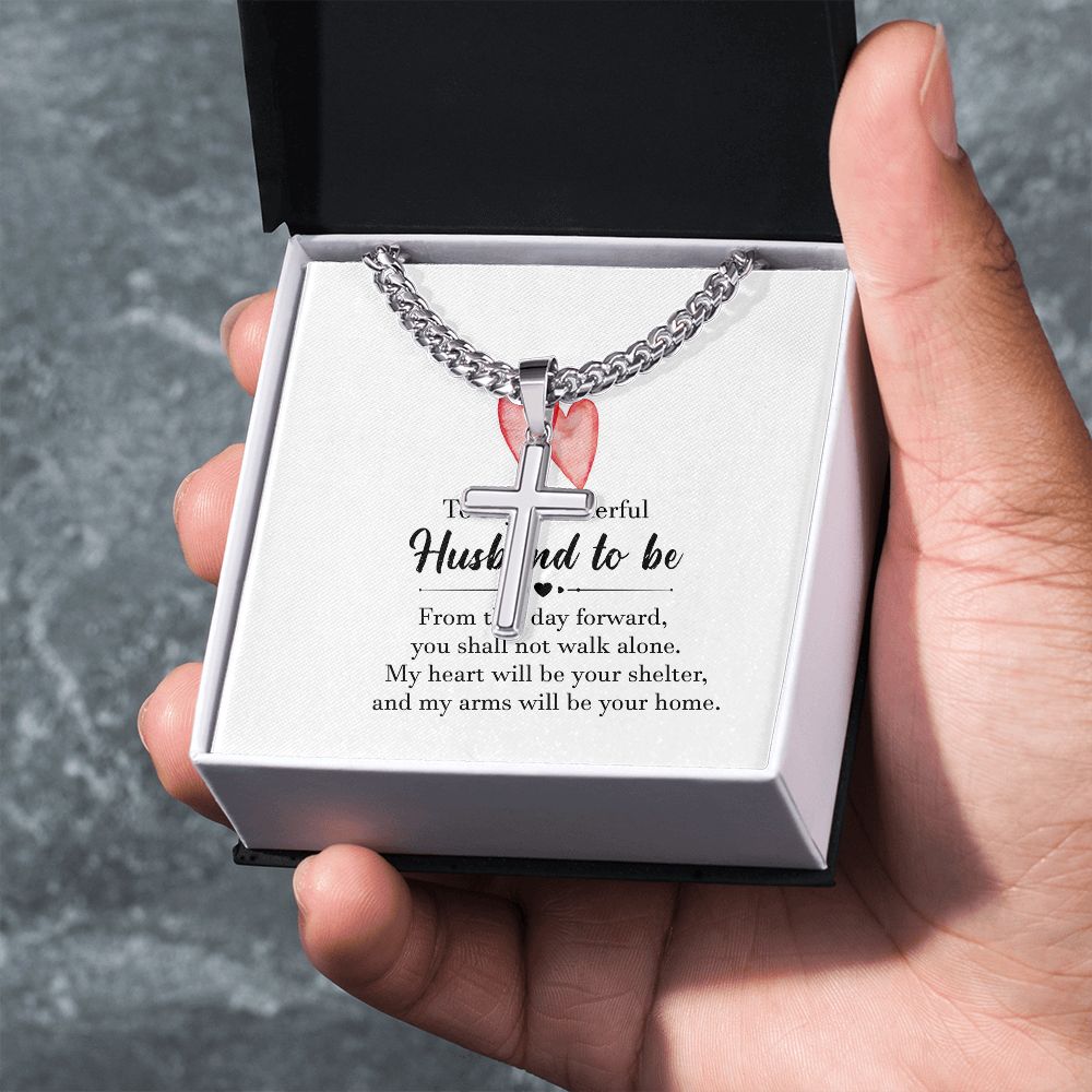 To My Husband To Be Artisan Cross Cuban Chain Link-Express Your Love Gifts