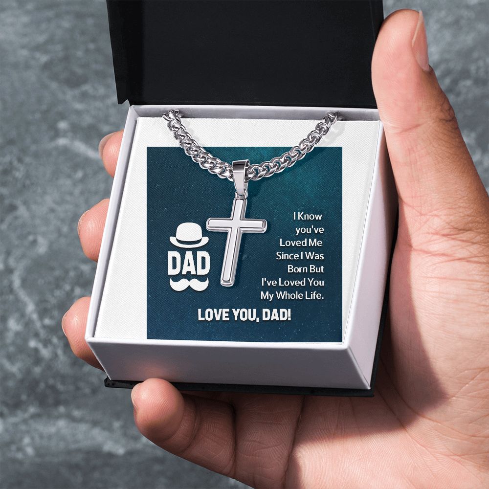 To My Dad I Know Artisan Cross Cuban Chain Link-Express Your Love Gifts
