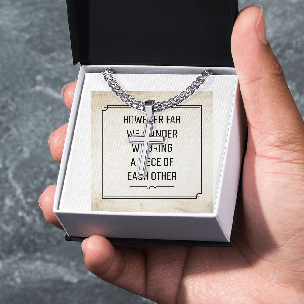 However Far We Wander Artisan Cross Cuban Chain Link-Express Your Love Gifts