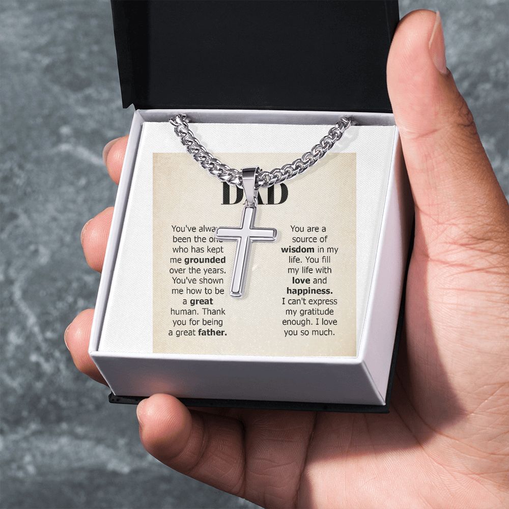 To My Dad You've Always Been the One Artisan Cross Cuban Chain Link-Express Your Love Gifts