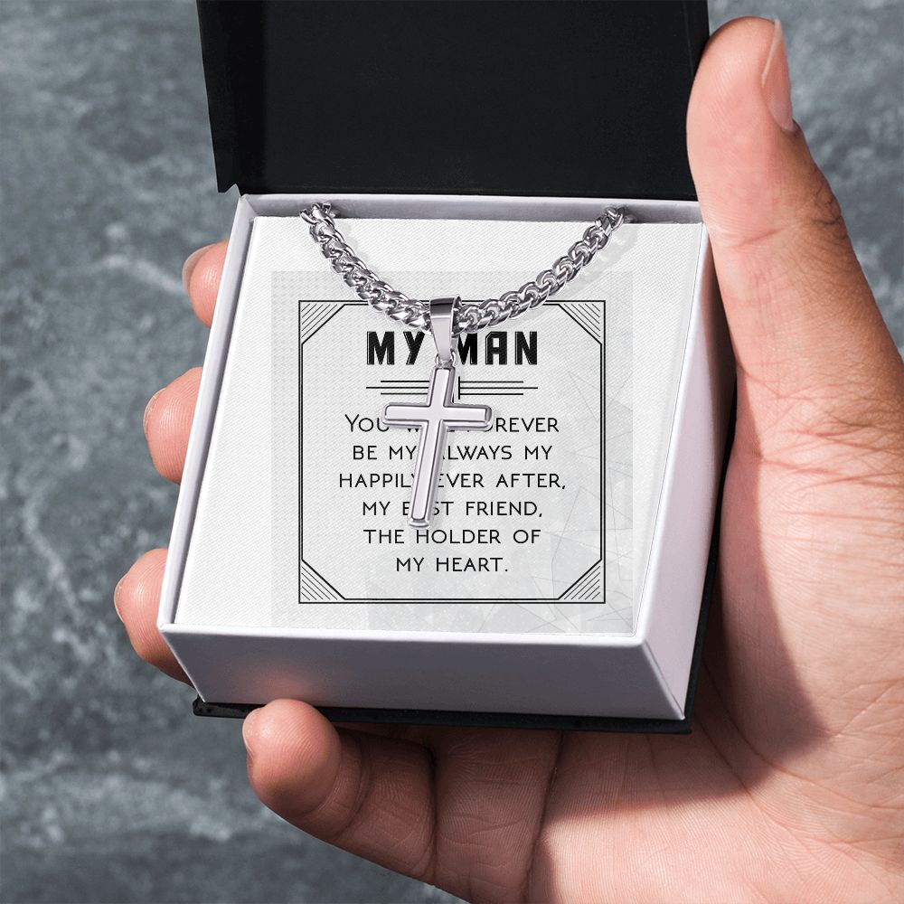 You Will Forever Be My Always Artisan Cross Cuban Chain Link-Express Your Love Gifts