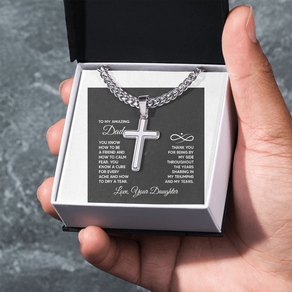To My Dad You Know How to Be a Friend Artisan Cross Cuban Chain Link-Express Your Love Gifts