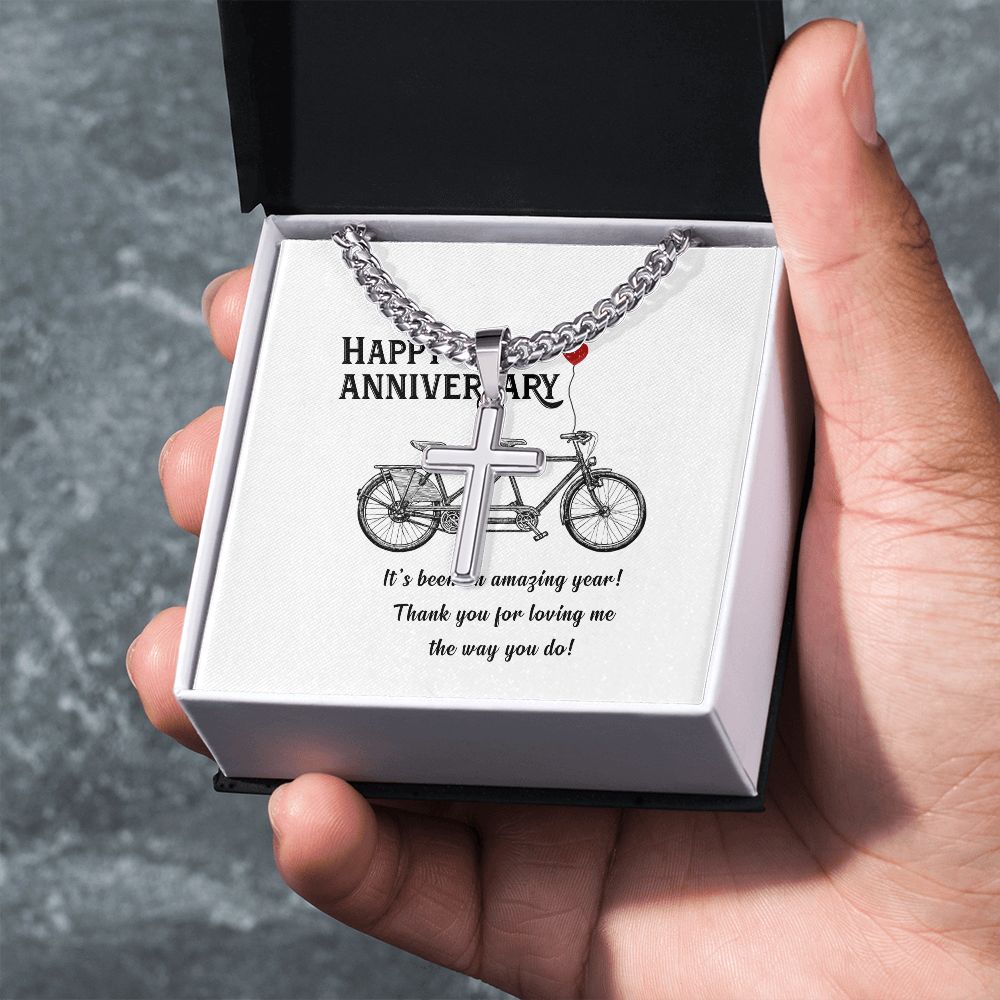 Happy Anniversary It's Been an Amazing Years Artisan Cross Cuban Chain Link-Express Your Love Gifts