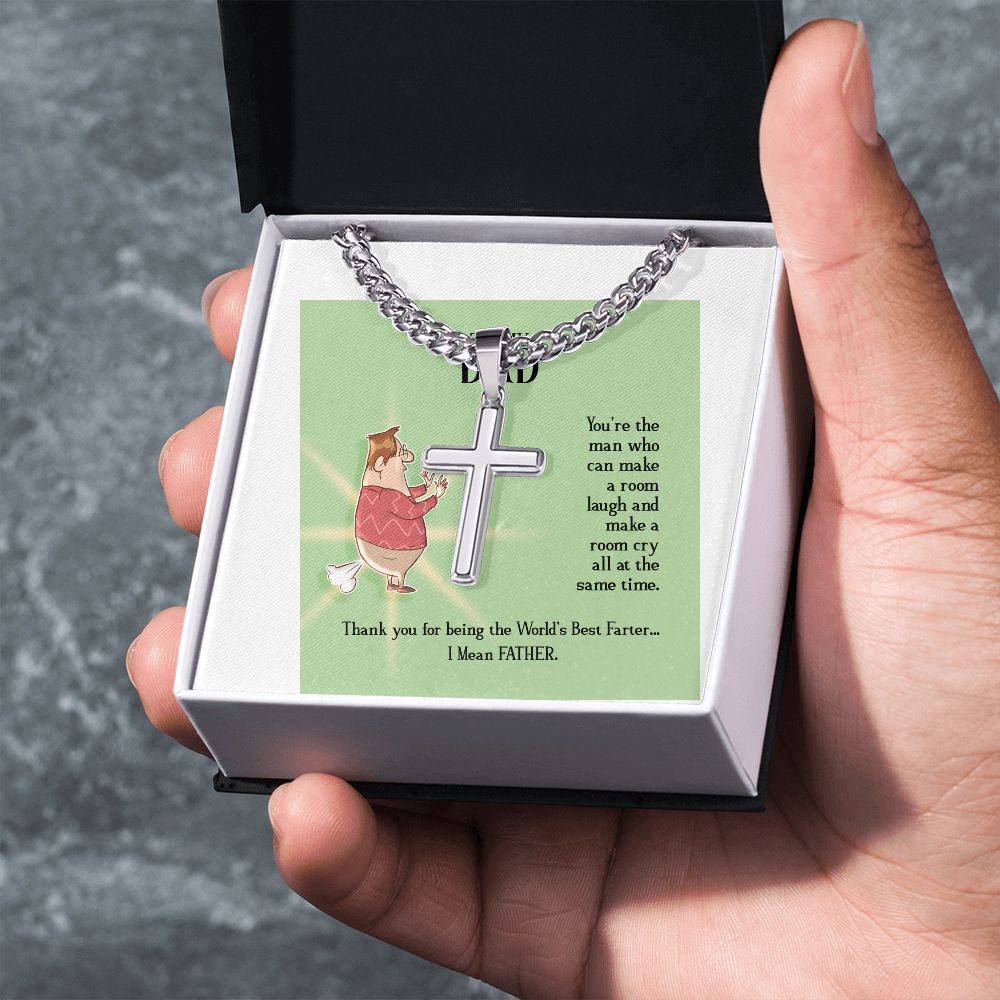 To My Dad You're The Man Artisan Cross Cuban Chain Link-Express Your Love Gifts