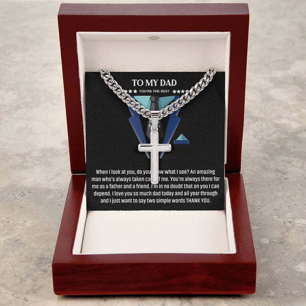 Amazing Dad Artisan Cross Cuban Chain Link-Express Your Love Gifts
