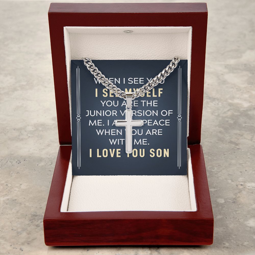 To My Son When I See You Artisan Cross Cuban Chain Link-Express Your Love Gifts
