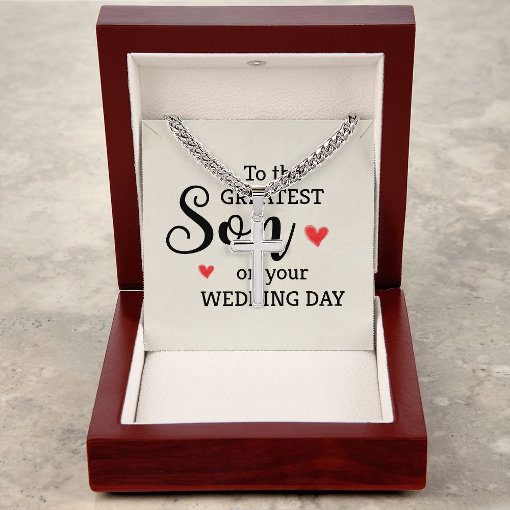 To My Son To the Greatest Son Artisan Cross Cuban Chain Link-Express Your Love Gifts