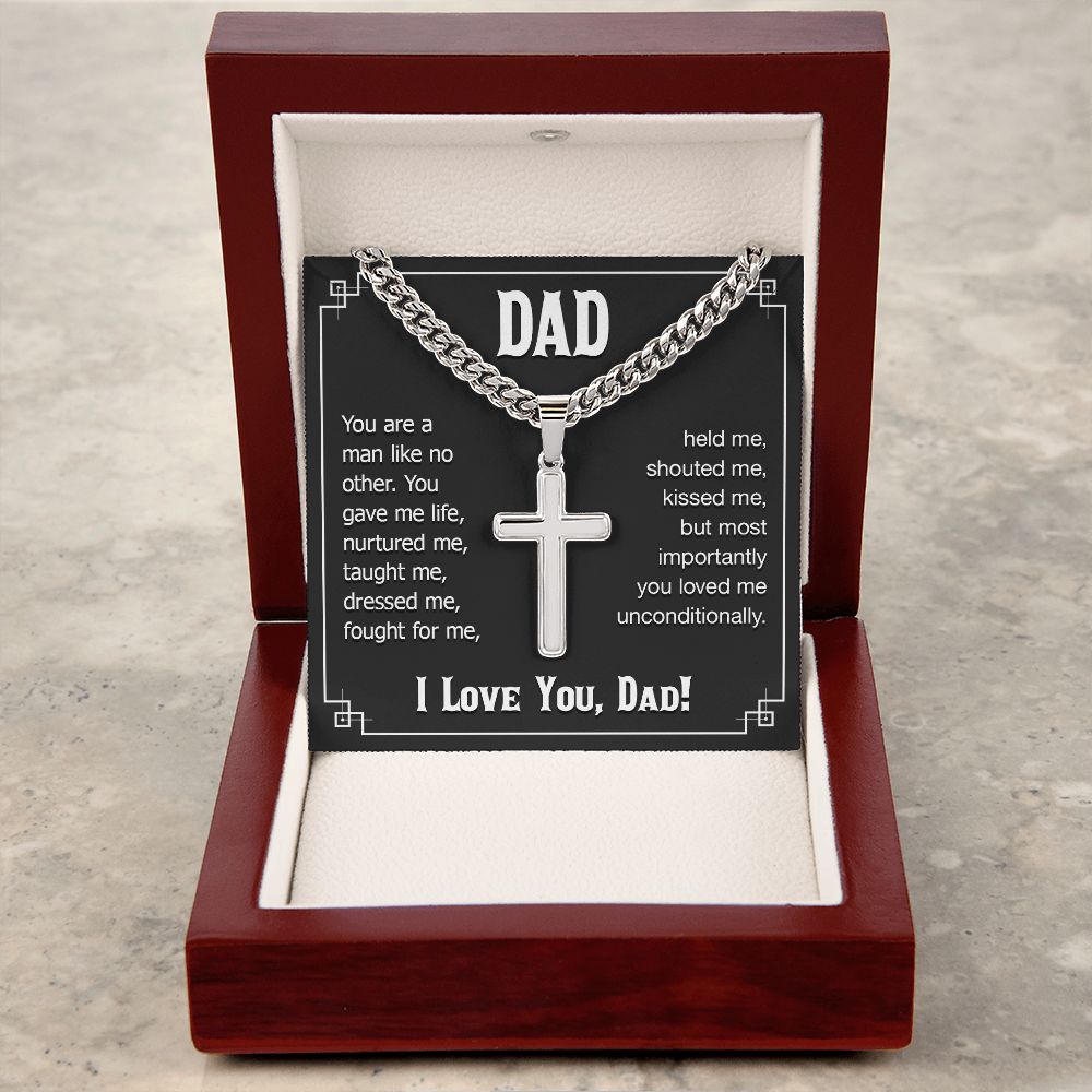 To My Dad You Are a Man Like no Other Artisan Cross Cuban Chain Link-Express Your Love Gifts