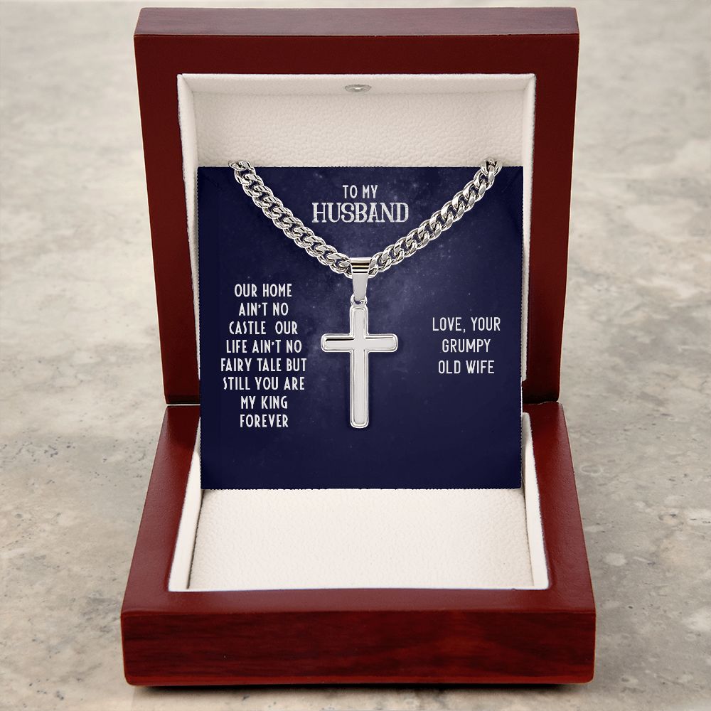 To My Husband Our Home Artisan Cross Cuban Chain Link-Express Your Love Gifts