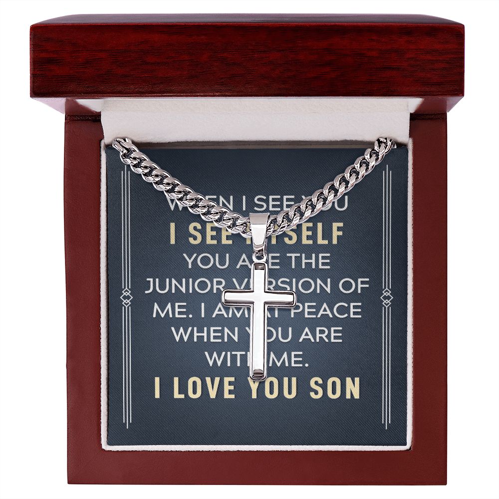 To My Son When I See You Artisan Cross Cuban Chain Link-Express Your Love Gifts