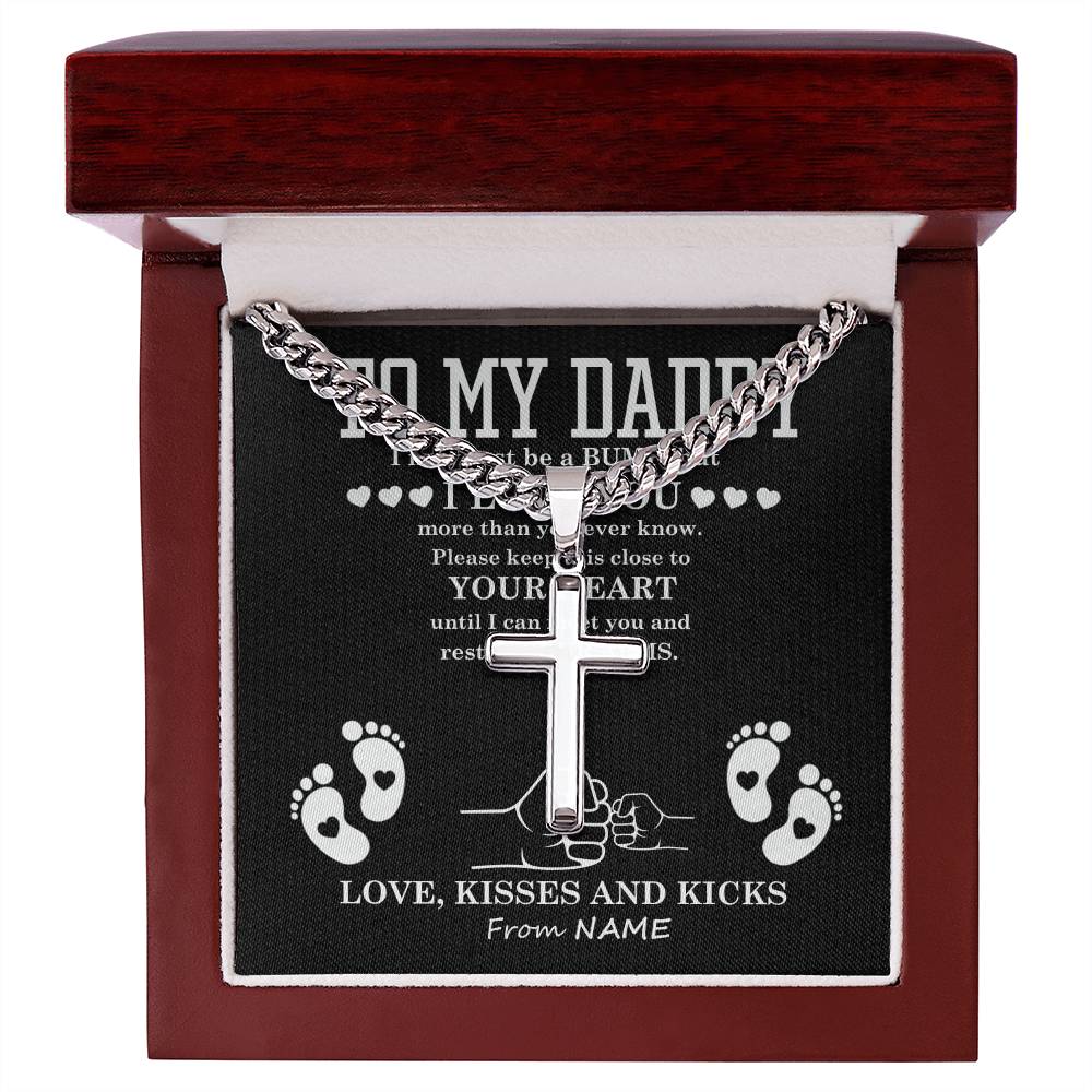 Dad in Your Arms Artisan Cross Cuban Chain Link-Express Your Love Gifts