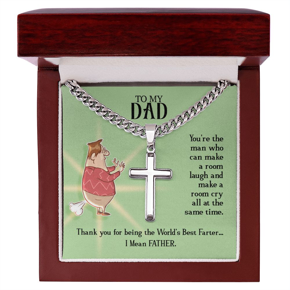 To My Dad You're The Man Artisan Cross Cuban Chain Link-Express Your Love Gifts