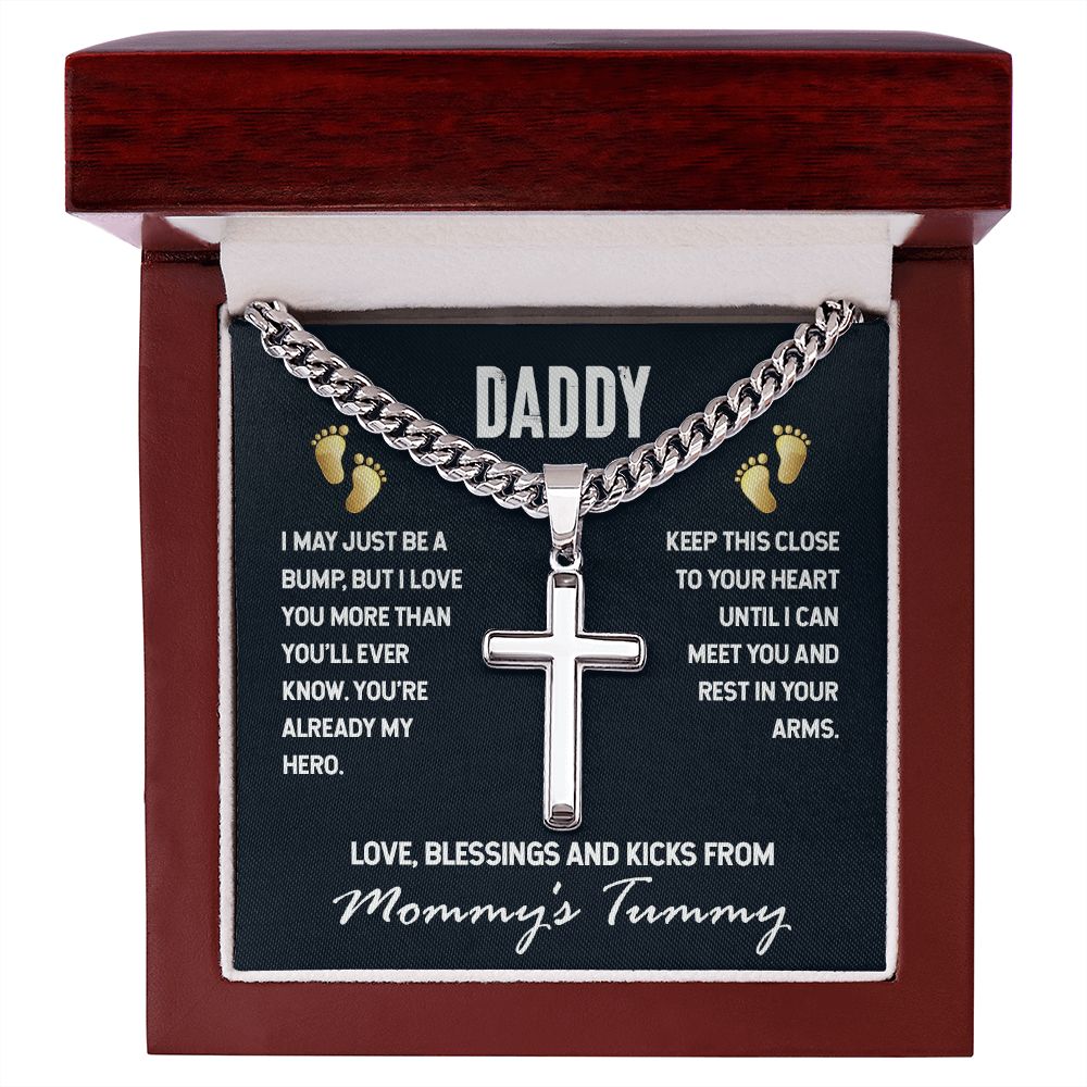 To My Dad I May Just be a Bump Artisan Cross Cuban Chain Link-Express Your Love Gifts