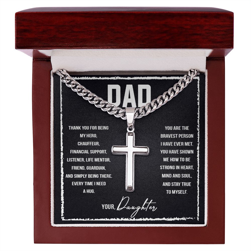 To My Dad I Love You So Much Artisan Cross Cuban Chain Link-Express Your Love Gifts