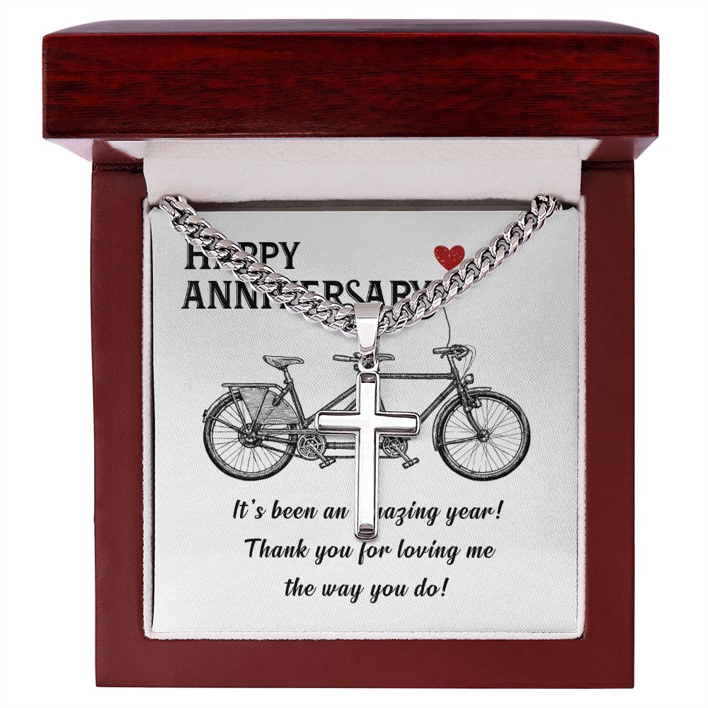Happy Anniversary It's Been an Amazing Years Artisan Cross Cuban Chain Link-Express Your Love Gifts