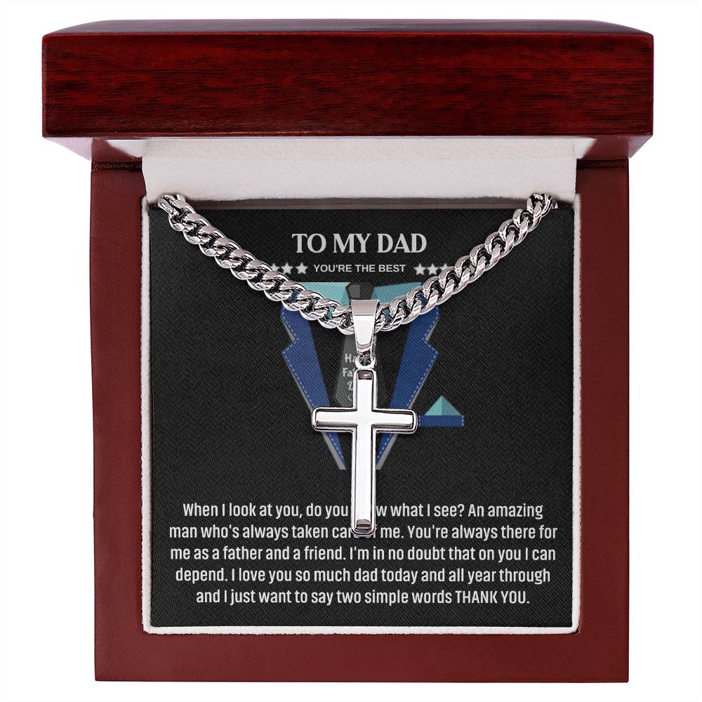 Amazing Dad Artisan Cross Cuban Chain Link-Express Your Love Gifts