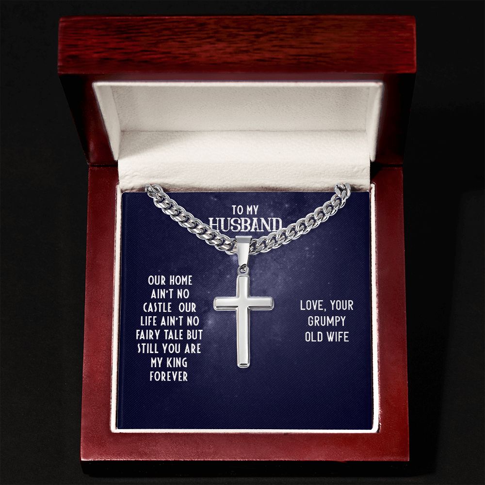 To My Husband Our Home Artisan Cross Cuban Chain Link-Express Your Love Gifts