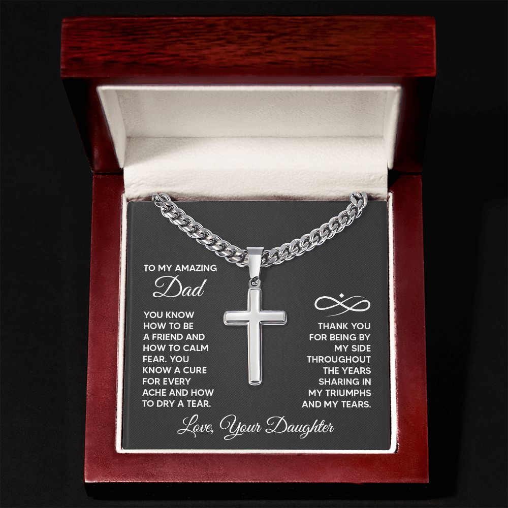 To My Dad You Know How to Be a Friend Artisan Cross Cuban Chain Link-Express Your Love Gifts