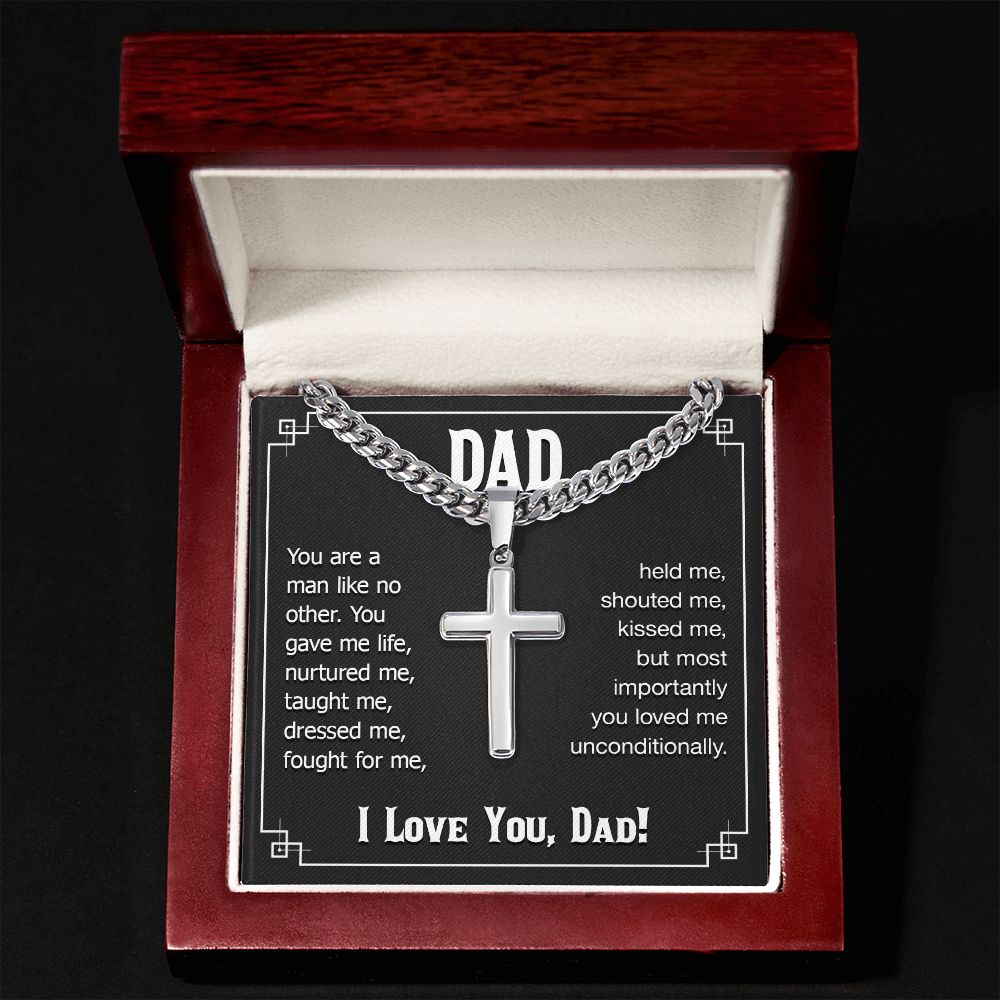 To My Dad You Are a Man Like no Other Artisan Cross Cuban Chain Link-Express Your Love Gifts