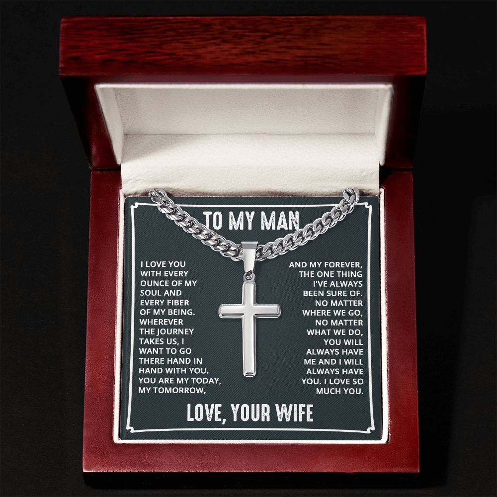 To My Husband I Love You With Every Ounce Artisan Cross Cuban Chain Link-Express Your Love Gifts