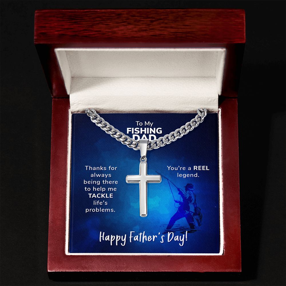 To My Dad Thanks For Always Being There Artisan Cross Cuban Chain Link-Express Your Love Gifts