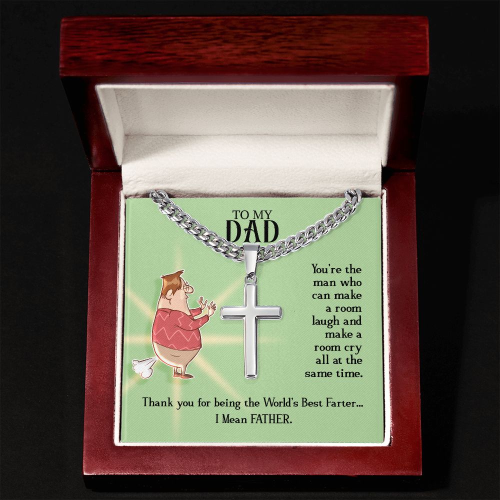 To My Dad You're The Man Artisan Cross Cuban Chain Link-Express Your Love Gifts