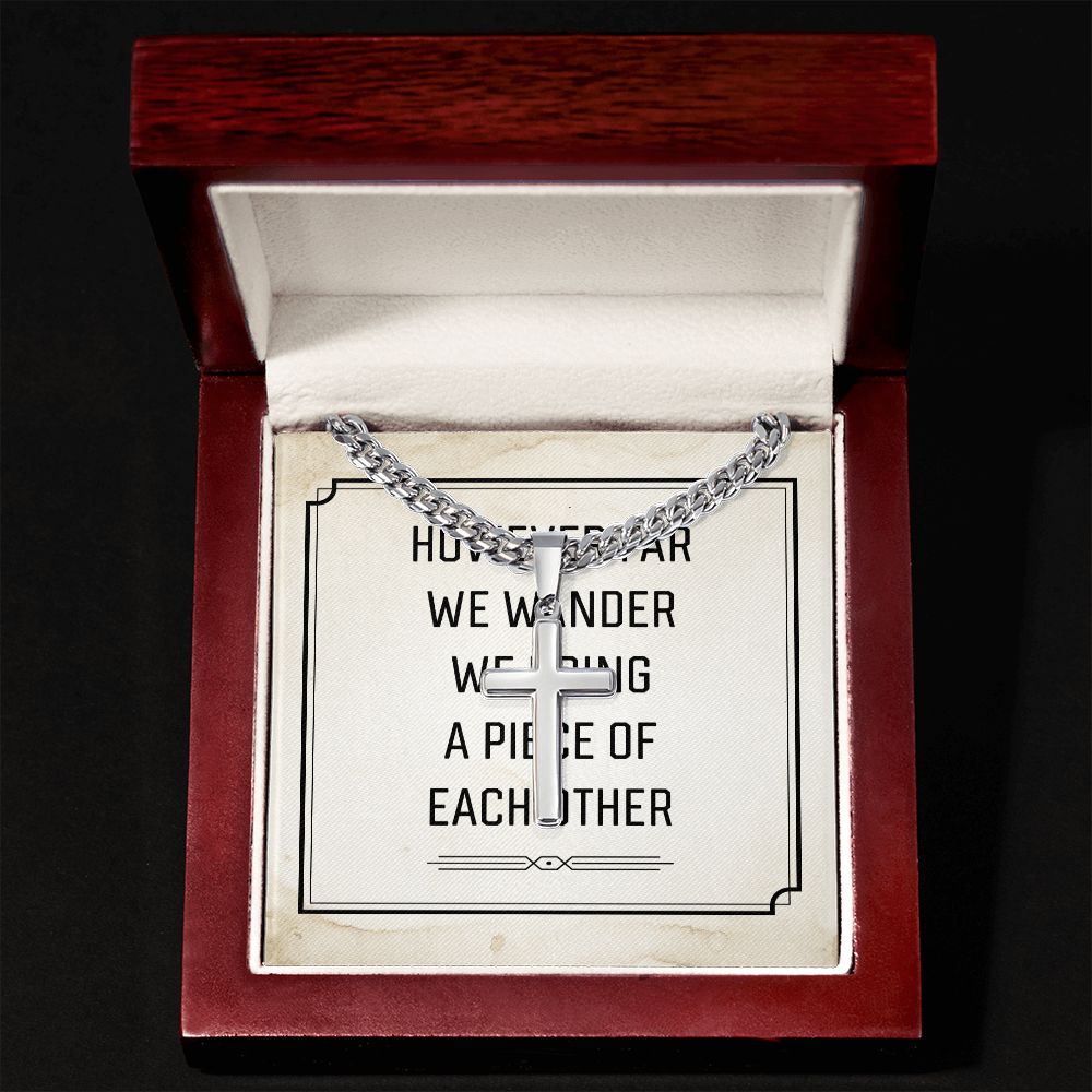 However Far We Wander Artisan Cross Cuban Chain Link-Express Your Love Gifts