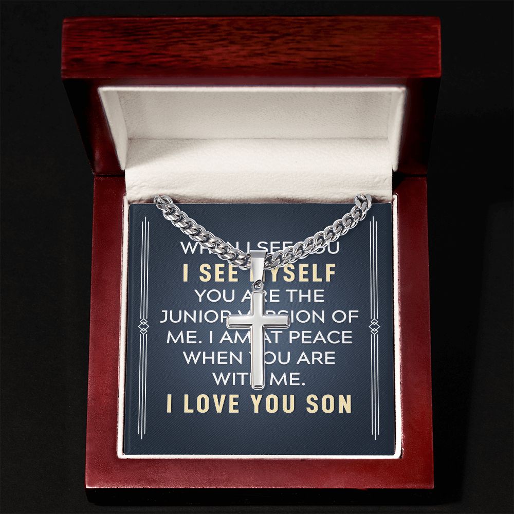 To My Son When I See You Artisan Cross Cuban Chain Link-Express Your Love Gifts