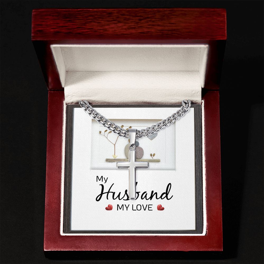 To My Husband My Love Artisan Cross Cuban Chain Link-Express Your Love Gifts