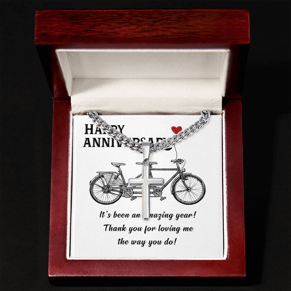 Happy Anniversary It's Been an Amazing Years Artisan Cross Cuban Chain Link-Express Your Love Gifts