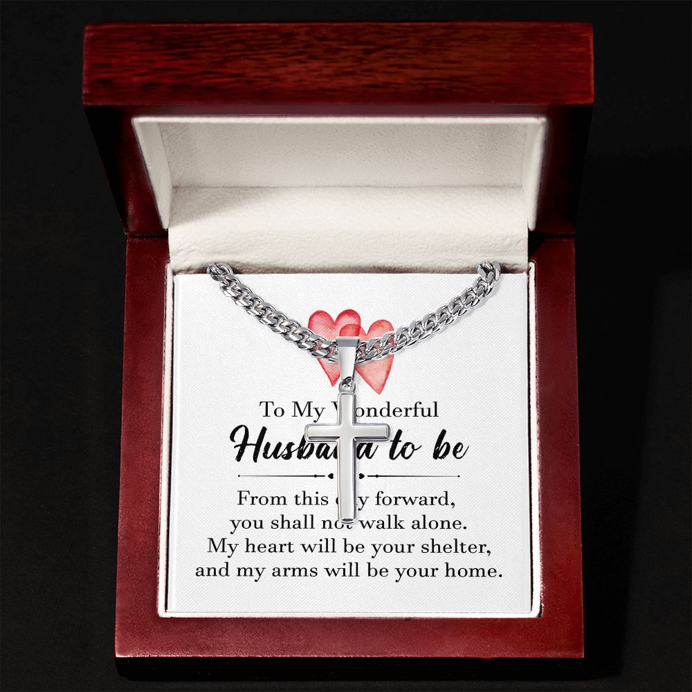 To My Husband To Be Artisan Cross Cuban Chain Link-Express Your Love Gifts