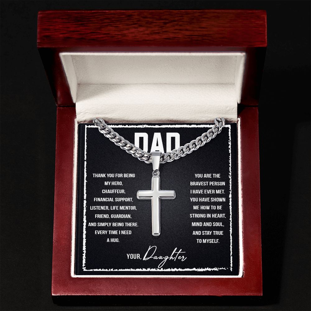 To My Dad I Love You So Much Artisan Cross Cuban Chain Link-Express Your Love Gifts