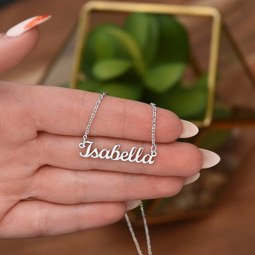 Personalized Name Necklace in Stainless Steel or 18K Gold Finish with Message Cards-Express Your Love Gifts