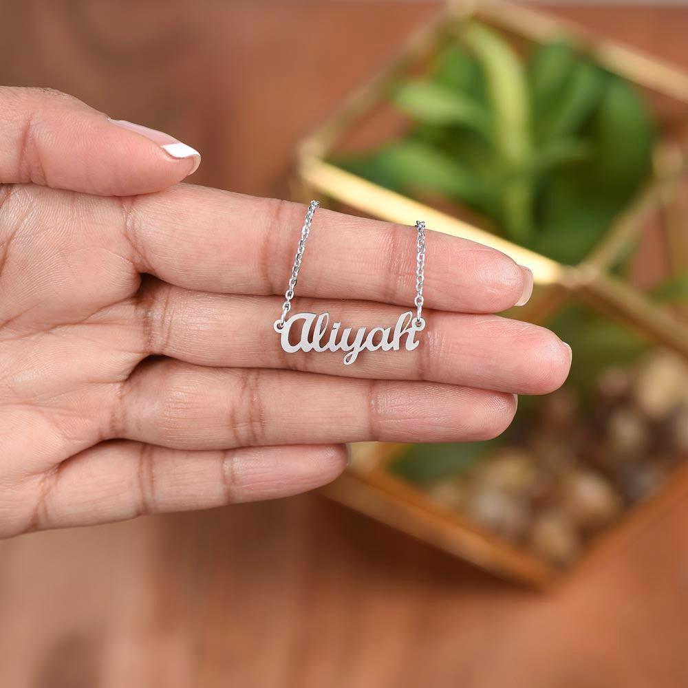 Personalized Name Necklace in Stainless Steel or 18K Gold Finish with Message Cards-Express Your Love Gifts