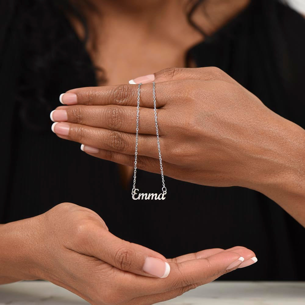 Personalized Name Necklace in Stainless Steel or 18K Gold Finish with Message Cards-Express Your Love Gifts