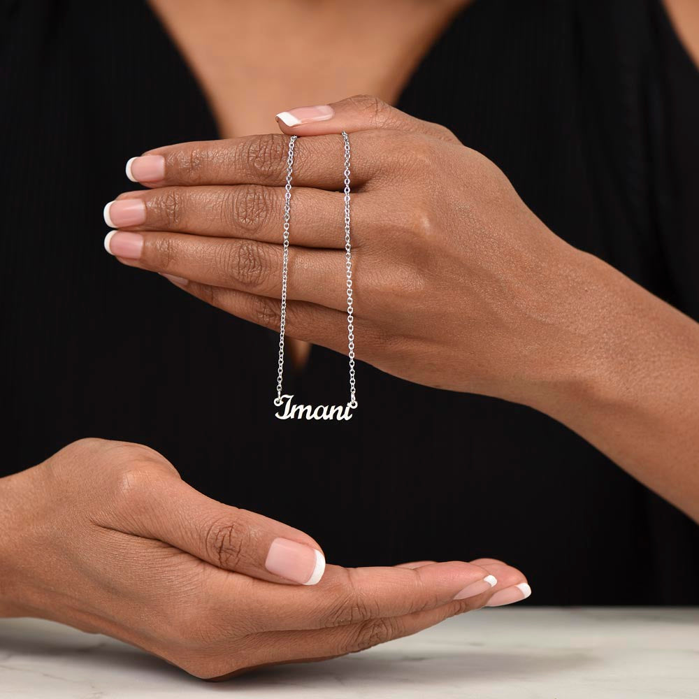 Personalized Name Necklace in Stainless Steel or 18K Gold Finish with Message Cards-Express Your Love Gifts