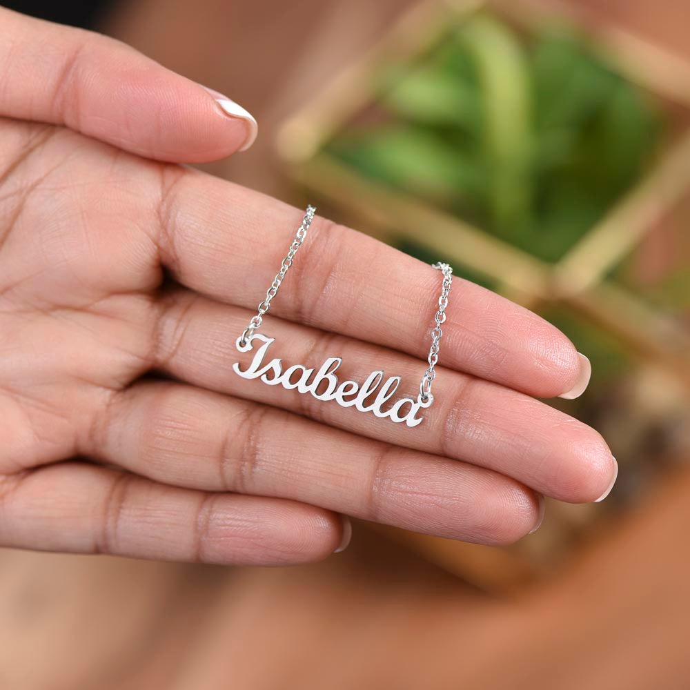 Personalized Name Necklace in Stainless Steel or 18K Gold Finish with Message Cards-Express Your Love Gifts