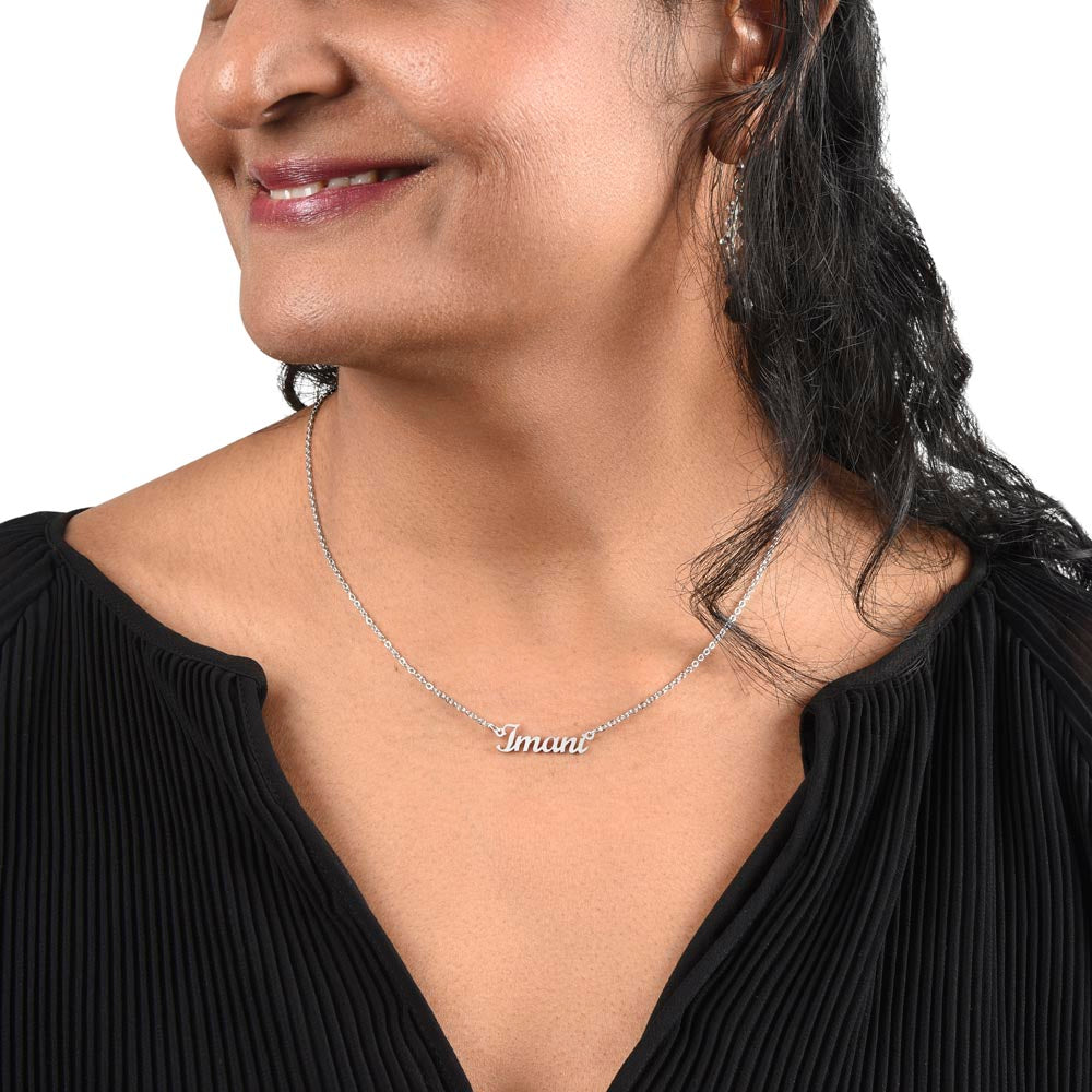 Personalized Name Necklace in Stainless Steel or 18K Gold Finish with Message Cards-Express Your Love Gifts
