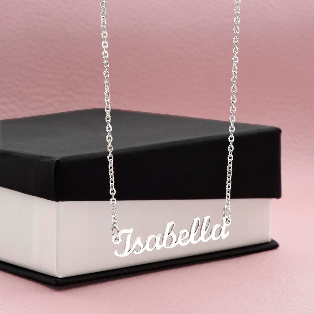 Personalized Name Necklace in Stainless Steel or 18K Gold Finish with Message Cards-Express Your Love Gifts