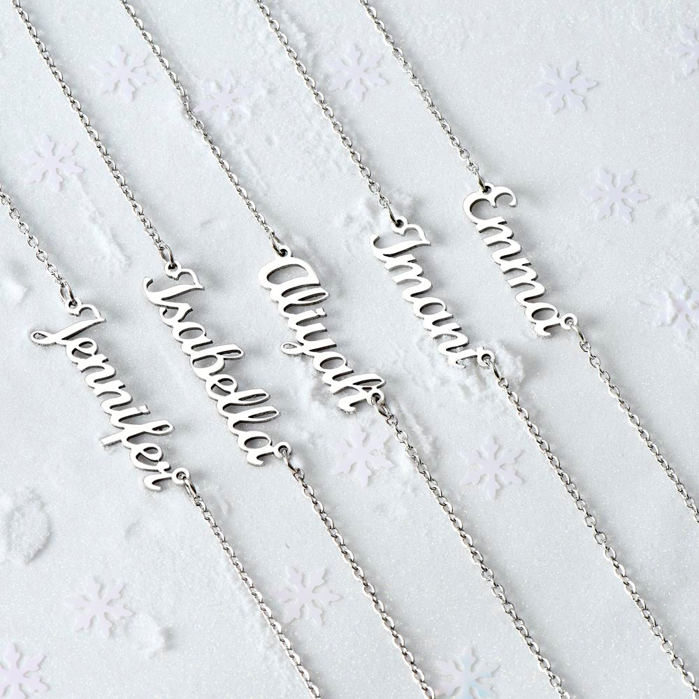 Personalized Name Necklace in Stainless Steel or 18K Gold Finish with Message Cards-Express Your Love Gifts