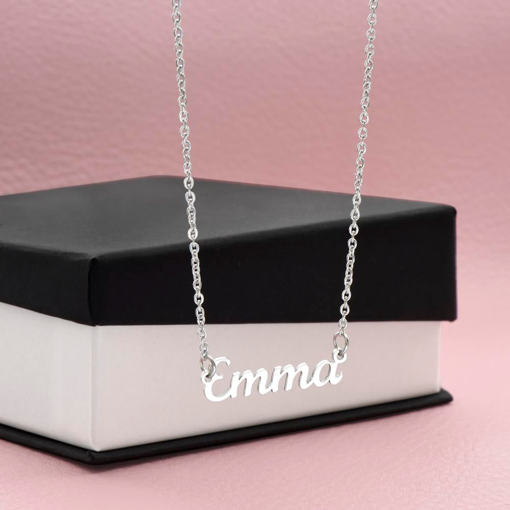 Personalized Name Necklace in Stainless Steel or 18K Gold Finish with Message Cards-Express Your Love Gifts