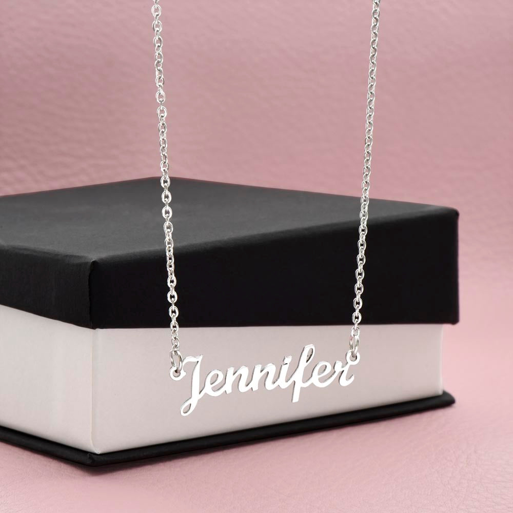 Personalized Name Necklace in Stainless Steel or 18K Gold Finish with Message Cards-Express Your Love Gifts