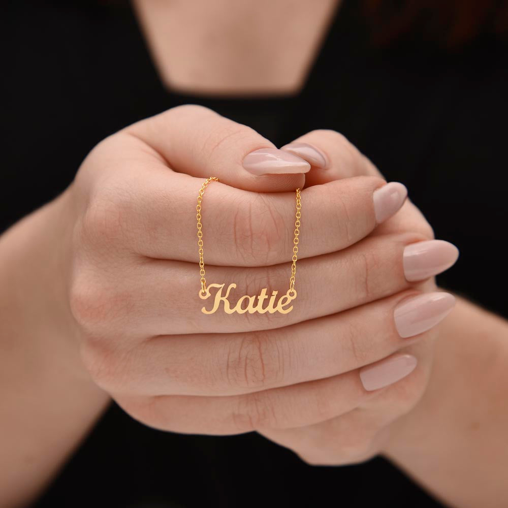 Personalized Name Necklace in Stainless Steel or 18K Gold Finish with Message Cards-Express Your Love Gifts