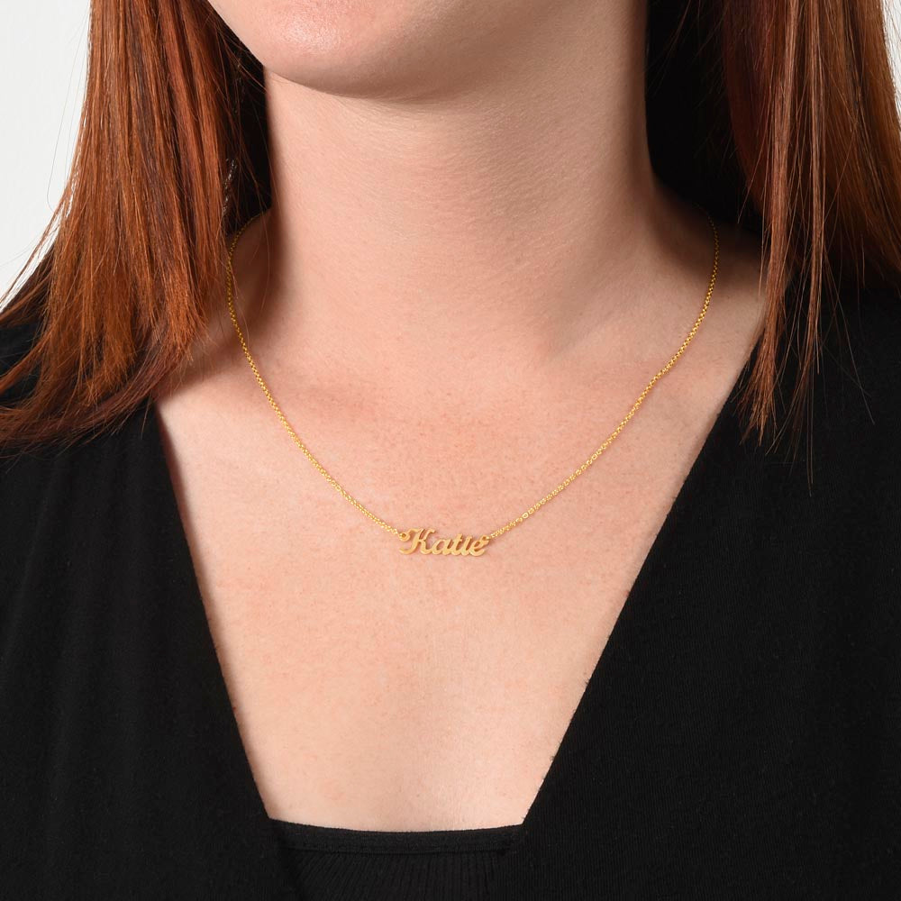 Personalized Name Necklace in Stainless Steel or 18K Gold Finish with Message Cards-Express Your Love Gifts