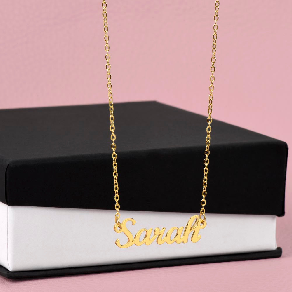 Personalized Name Necklace in Stainless Steel or 18K Gold Finish with Message Cards-Express Your Love Gifts
