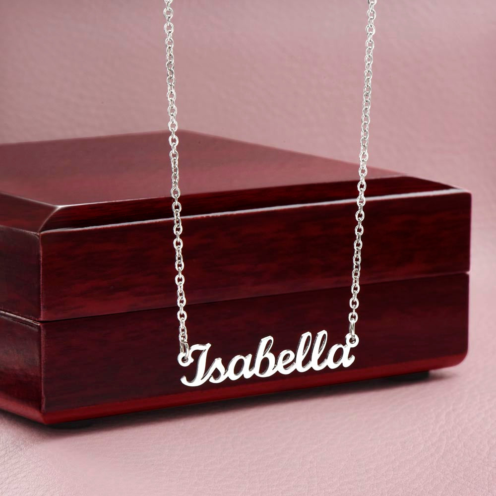 Personalized Name Necklace in Stainless Steel or 18K Gold Finish with Message Cards-Express Your Love Gifts