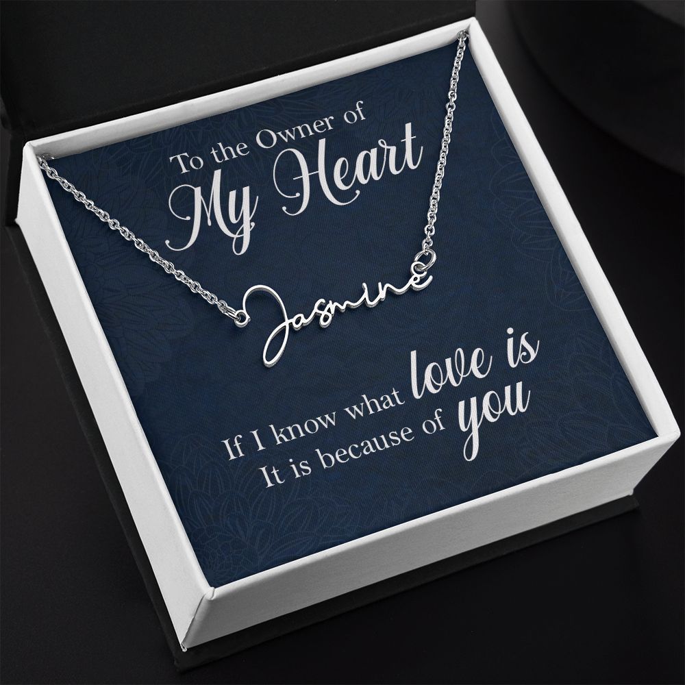 To the Owner of My Heart Signature Name Necklace-Express Your Love Gifts