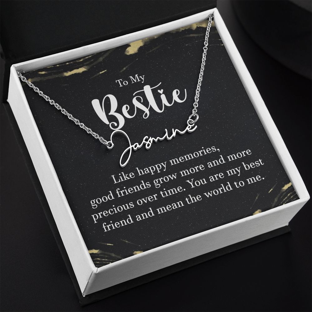 To My Bestie Like Happy Memories Signature Name Necklace-Express Your Love Gifts